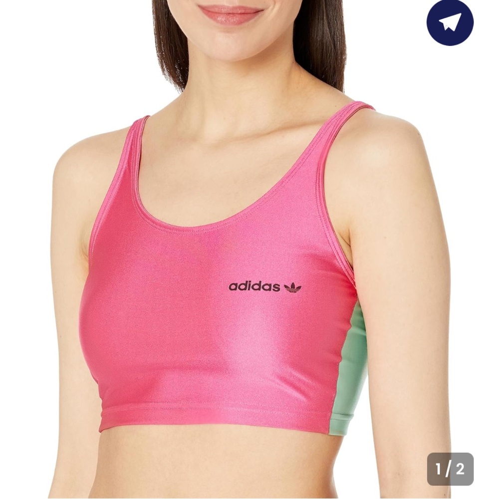 Adidas High Shine Crop Top / Bra, Pink NWT Size Medium